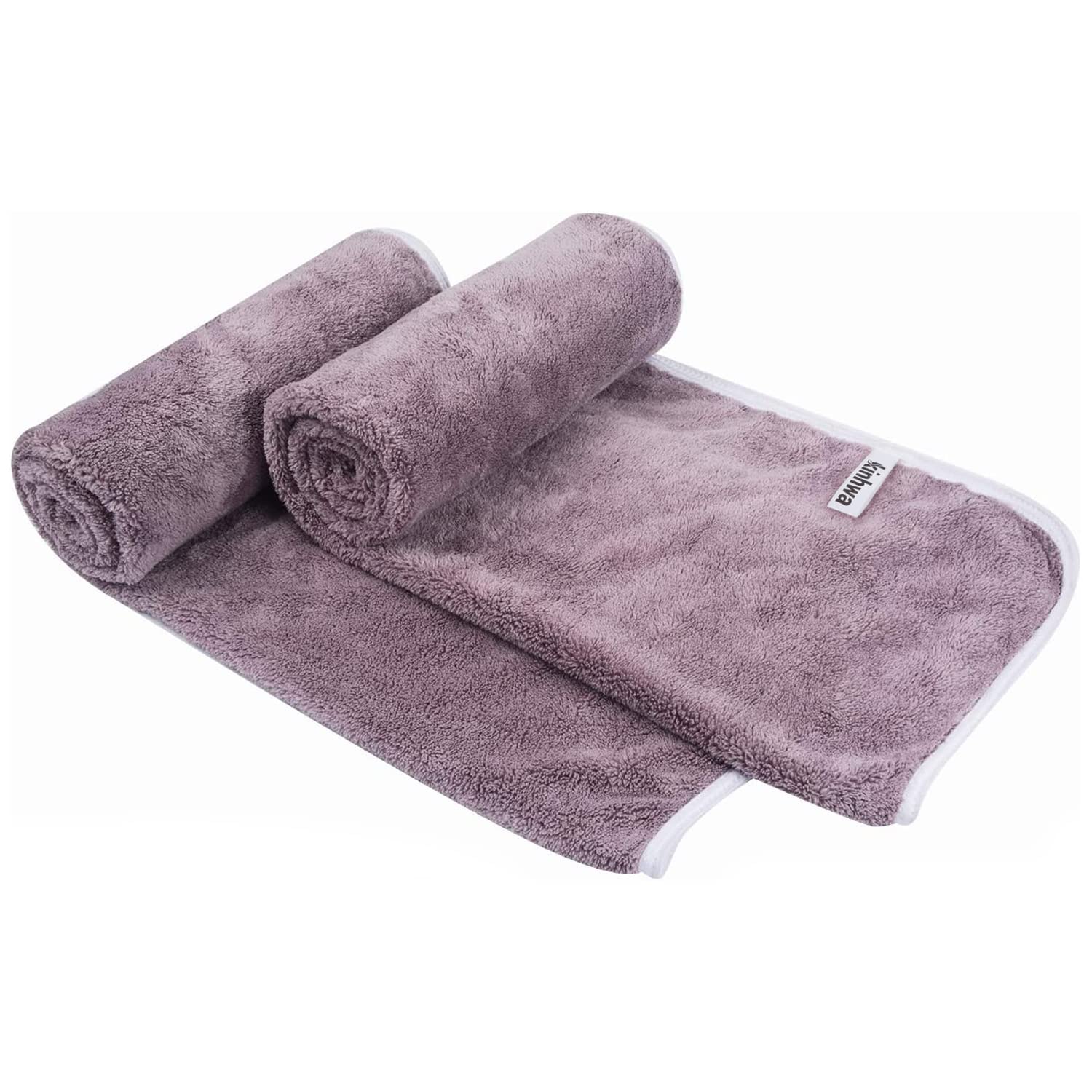 KinHwa Microfibre Hand Towels for Bathroom Super Soft Absorbent Bathroom Towels 40x76 Cm Luxury Thick Quick Dry Bath Towel 2 Pack Purple