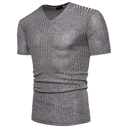 OSYARD Mode Männer Bluse?Kurzarm Tops Fit Pullover V-Ausschnitt Casual Herren T-Shirt, Sommer Modernes Sweatshirt Basic Vinta