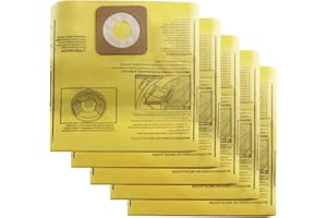 INTHVKIL 5 Pack 39970 Shop Vac Bags for CRAFTSMAN 6 and 9 Gallon Wet/Dry vacs, Replacement Part CMXZVBE39970 Fine Collection Dust Bags
