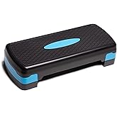 PRISP Adjustable Aerobic Stepper, 2 Height Levels (10/15cm - 4"/6") Exercise Step Platform for Home Gym and Fitness Training;