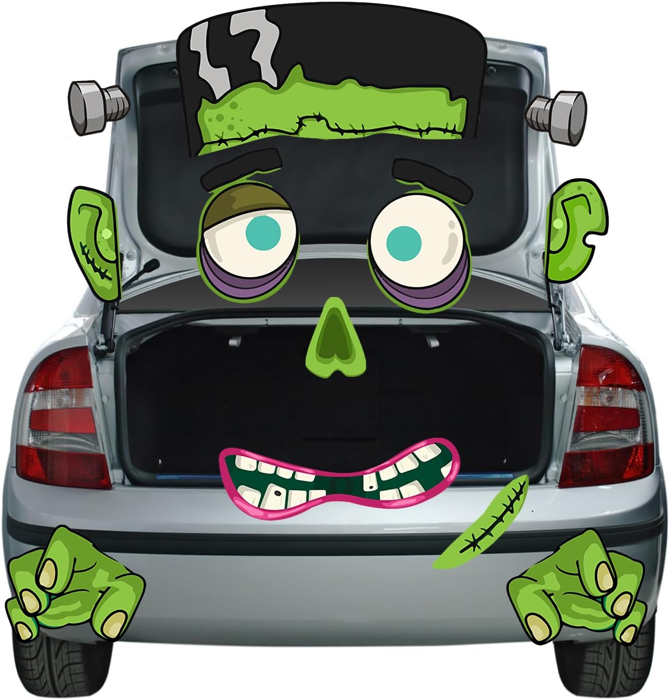 Garage Door Decorations - MM MEGIJAAKI Halloween Trunk or Treat Car Decorations Kit, Frankenstein Halloween Car Decoration for SUV Garage Door Archway Wall, Halloween Decor for Trunk or Treat (Design C- Frankenstein)