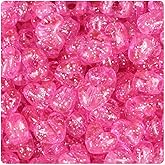 BeadTin Pink Sparkle 12mm Heart Plastic Pony Beads (250pcs)