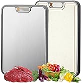 SPEHKAOO Titanium Cutting Boards for Kitchen,Pure Titanium and Wheat Straw PP Double Sided, Easy to Clean Chopping Board,Kitchen Essentials Large Size 15”×11”