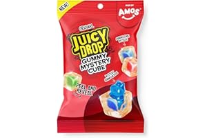 Juicy Drop Christmas Mystery Gummy Candy Cubes, Original Flavor, 3.5oz, Peelable Strawberry Gummy Cube, Mystery Animal Inside, Interactive 2-in-1 Treat For Party Favors, Stocking Stuffers, Kids Gifts