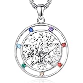 Vito Sterling Silver Tetragrammaton Necklace for Women Men, Tetragramaton Amuleto de lata 925 Necklaces Chakra Pentagram Pendant Jewelry, 24"