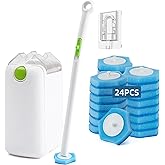 Disposable Toilet Brush with 24 Refills & Holder - Effortless Toilet Bowl Cleaner, Deep Cleaning Kit for Fresh and Tidy Bathr