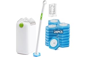 Disposable Toilet Brush with 24 Refills & Holder - Effortless Toilet Bowl Cleaner, Deep Cleaning Kit for Fresh and Tidy Bathr