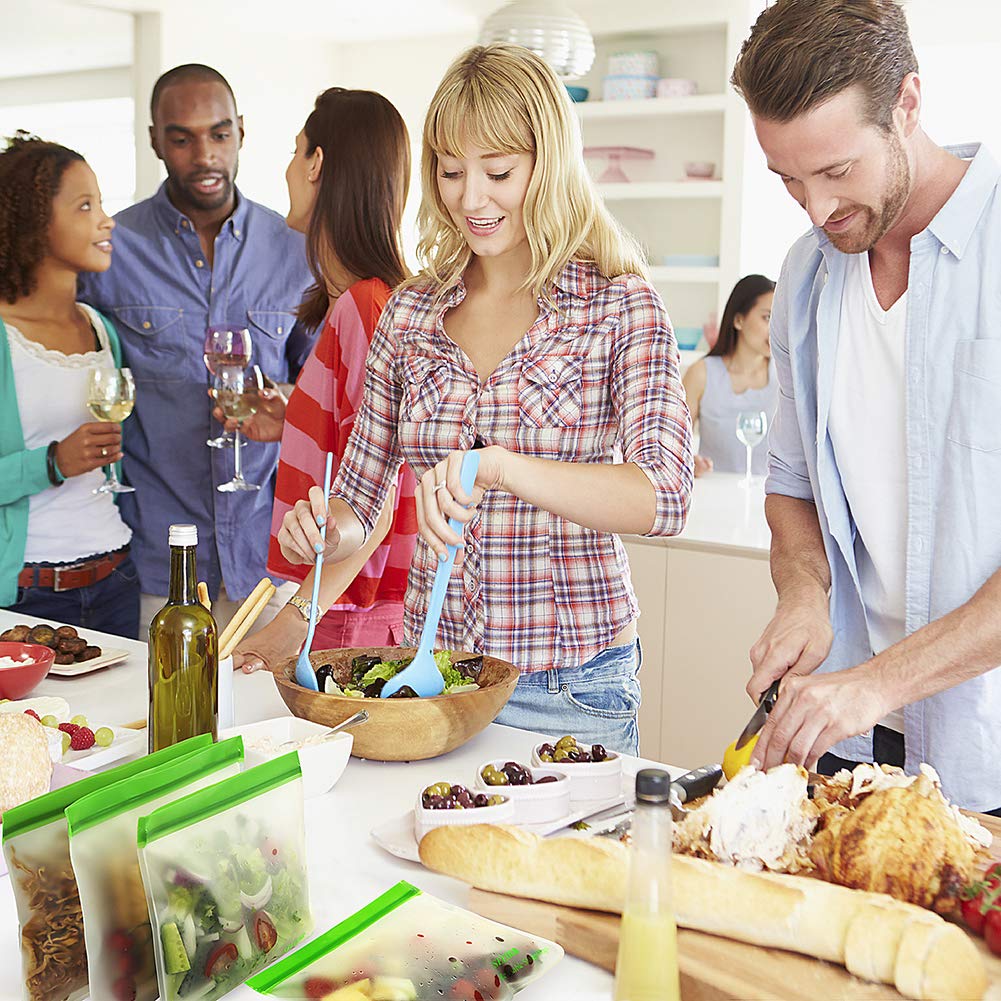 Reusable Storage Bags, SEEOOR Leakproof Freezer Bag, Ziplock Bags BPA Free for Food Snacks, Fruits, veggies, Lunch, Sandwiches, Make-up, Travel (4 Pack)