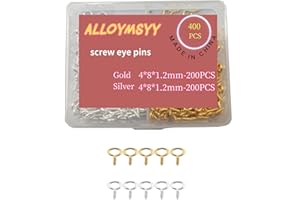 ALLOYMSYY 400PC 0.31”Screw Eye Pins Silver/Gold Mini Hooks for Eye Pins for Jewelry Making, Accessories for Jewelry Making, Small Handcrafted Hooks