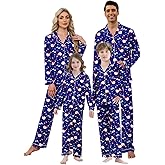 Umeyda Christmas Family Matching Pajamas Long Sleeve Button Down Pj Set Festival Holiday Sleepwear Set for Adults Kids
