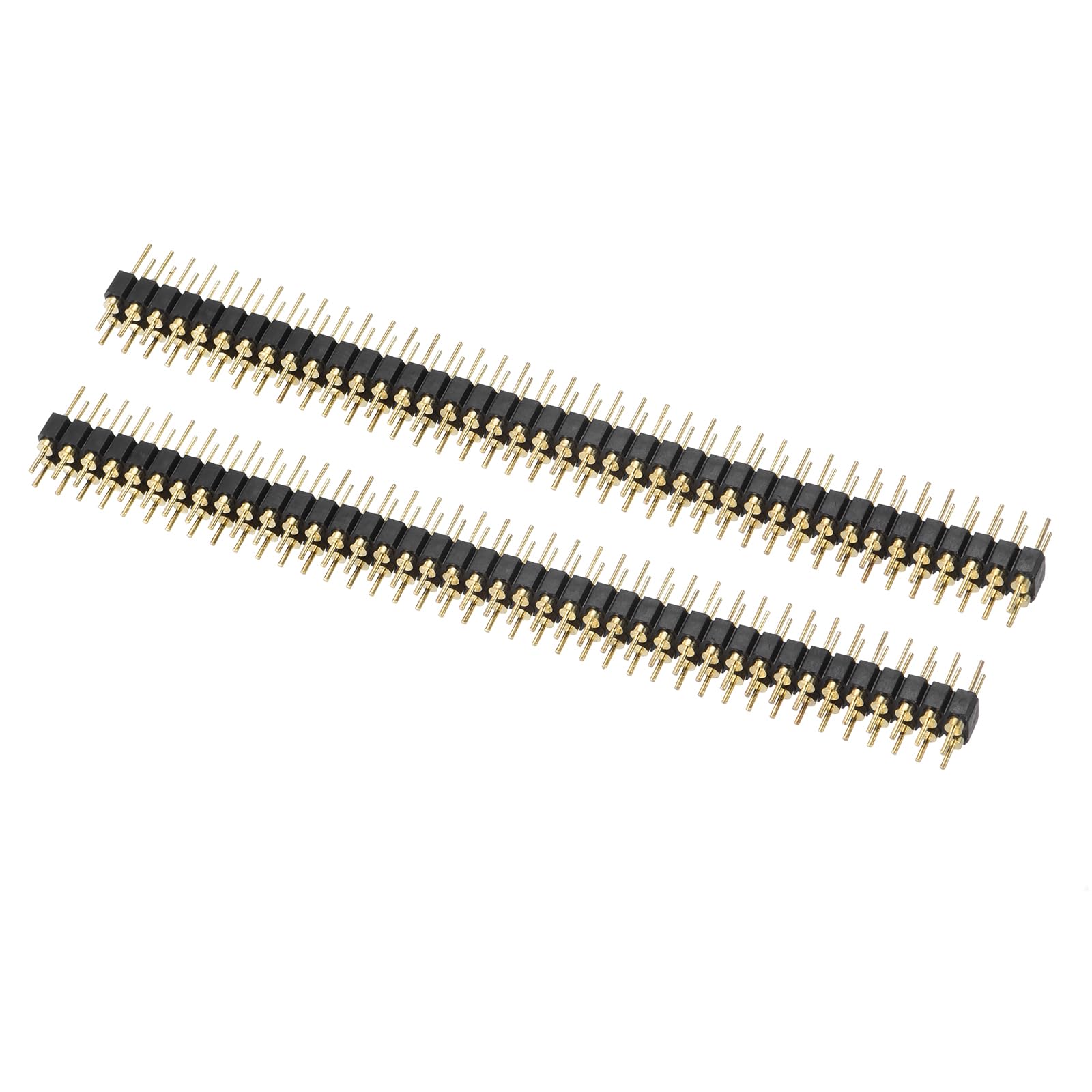 PATIKIL Round Pin Header Double Row 40P 2.54mm Pitch Gold Plated for PCB Pack of 2