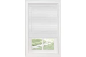 PowerSellerUSA Cordless Window Blinds, Privacy & Light Filtering 1" Slats Vinyl Mini Blind, Anti-UV Window Treatment, Fits Windows 18" - 72", White, 45" (Width) x 48" (Length)