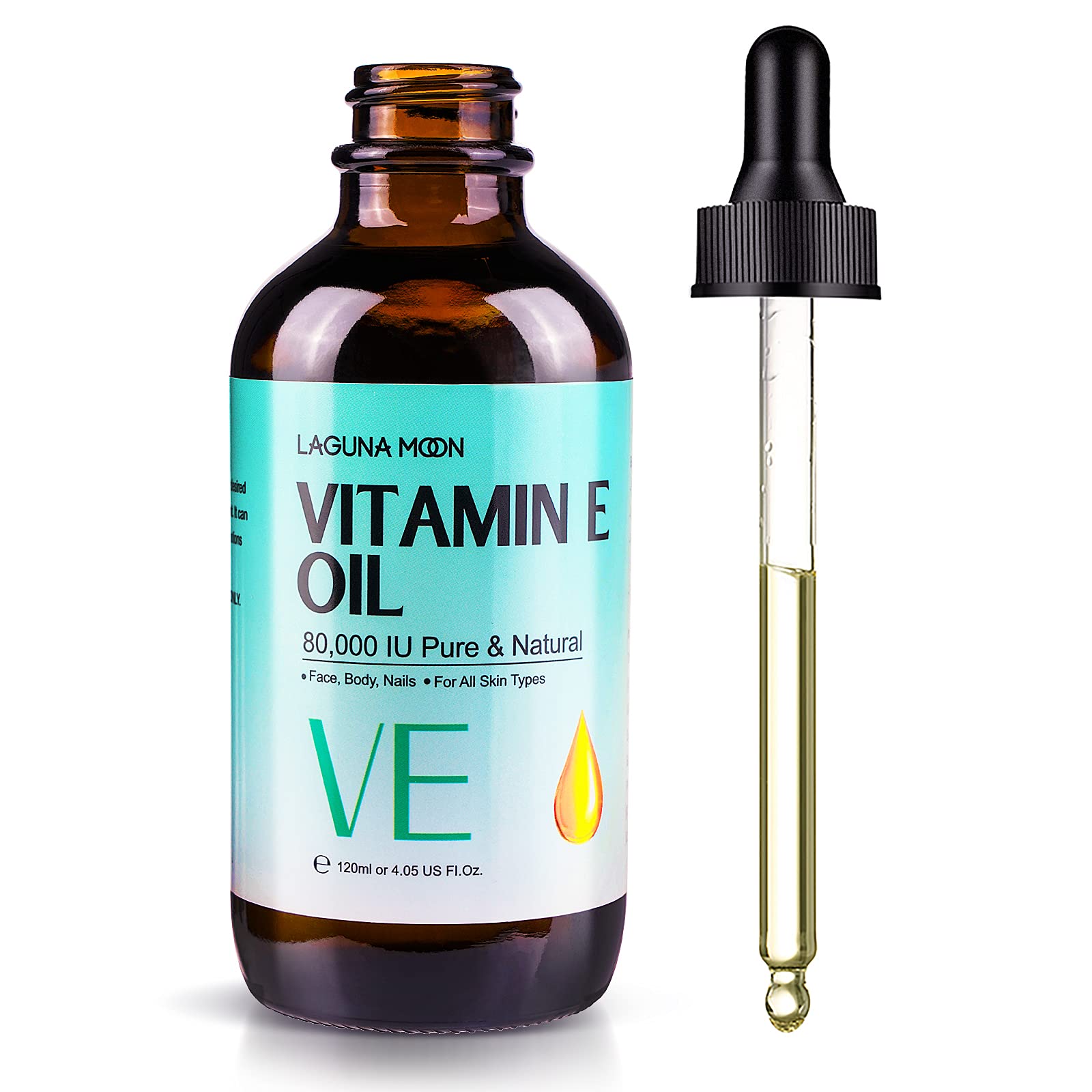 Vitamin E Oil for Skin & Hair 80000IU - Reduce Scars, Fine Lines, Stretch Marks with Organic Vitamin E for Skin Moisturizing & Nourishment - Natural Vitamin E Oil for Face, Hair & Nails, 120ml