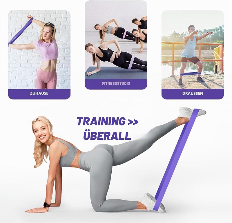 Fitnessbänder [5er Set], 100% Naturlatex Resistance Bands