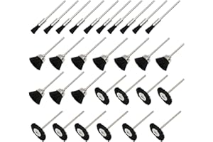 NIUPIKA Soft Nylon Bristle Brushes Cup Wire Brush Set Cleaning Polishing Accessories 2.35mm Shank for Rotary Drill Tools Pack of 30 Pieces