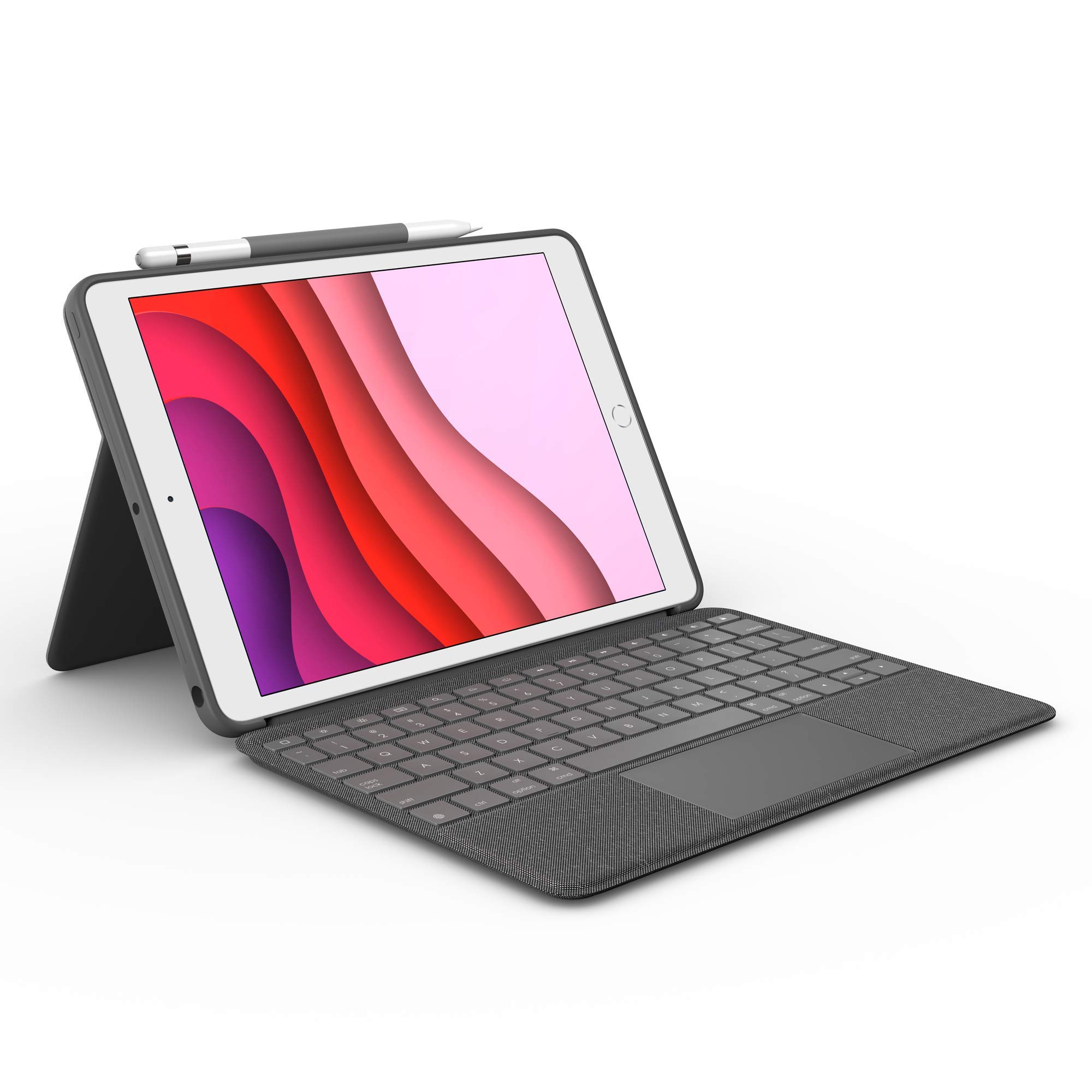 Logitech Combo Touch for iPad (7th and 8th Generation) Keyboard case with trackpad, Wireless Keyboard, and Smart Connector Technology – Graphite