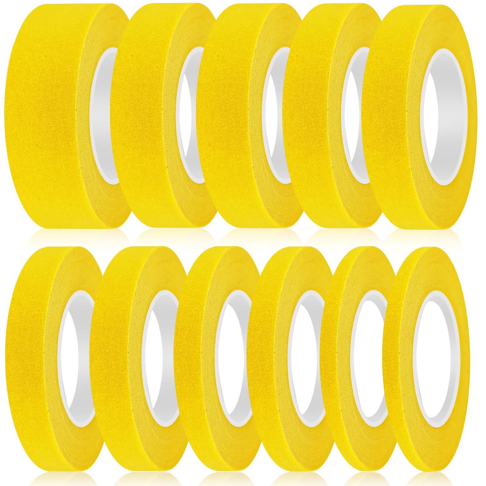 Nadinsta 11 Rolls Masking Tape Set, 20M Writable Painters Tape, 5/7/10/12/15/20mm Fine Line Decorators Tape for Indoor Painting and Decorating，Renovation Work, Automotive (Yellow)