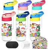 Gekestory 6 PACK Kids Sublimation Tumblers, 12oz Blank Sippy Cups, Stainless Steel Sublimation Water Bottle Blanks for DIY Heat Press Print Crafting Gift (6pack)