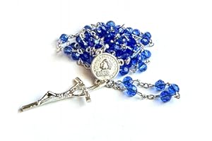 SANCTUM VERITAS Genuine Made in Italy Rosary Necklace Blessed by Pope Francis Saint Benedict Medal Cross perfect for car mirror Rosarios catolicos para hombre Patron of Students Christian Values