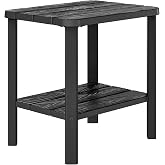 KAMABOKO Outdoor Side Table for Patio, 2-Tier Adirondack End Table 16" HDPE Waterproof Square Storage All-Weather Table for Lawn, Pullside, Beach and Indoor, Black