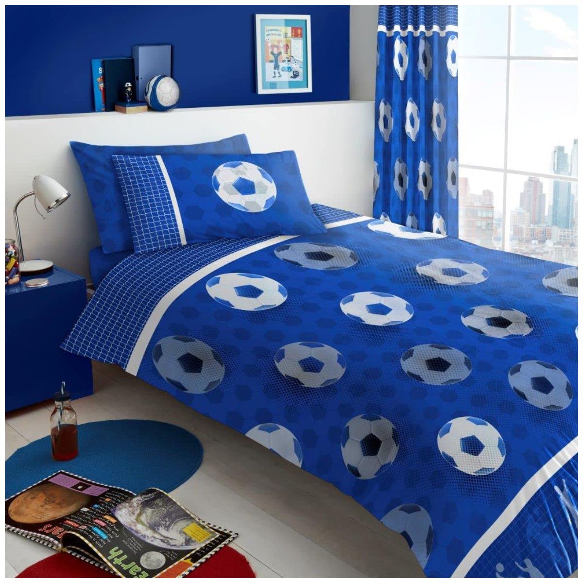 GC GAVENO CAVAILIA Premium Kids Single Duvet Cover Set With Pillowcase - Reversible Kids Bedding Set - Washable Quilt Bedset - Easycare Bedlinen Set For Boys & Girls - Blue