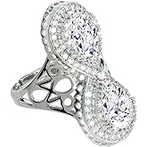 Jojomina Pear Shaped Statement Cocktail Ring for Women Adjustable Engagement Wedding Eternity Infinity Rings for Anniversary Party