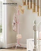 SONGMICS Coat Stand 12 Hooks 4 Legs Metal Rack Hallway Brown RCR031Z01 view 2