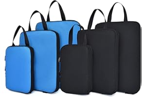 YZAOLL Compression Packing Cubes Bags Set for Kids Travel Luggage Packing Organizers Accessories Gift blackblue 6pcs