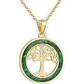 Lauren-Spencer Witches Knot Necklace Celtic Knot Necklace for Women, Tree of Life/Claddagh/Shamrock Pendant Necklace in Turquoise Stone Chips, Good Luck Irish Jewelry Celtic Jewelry for Women