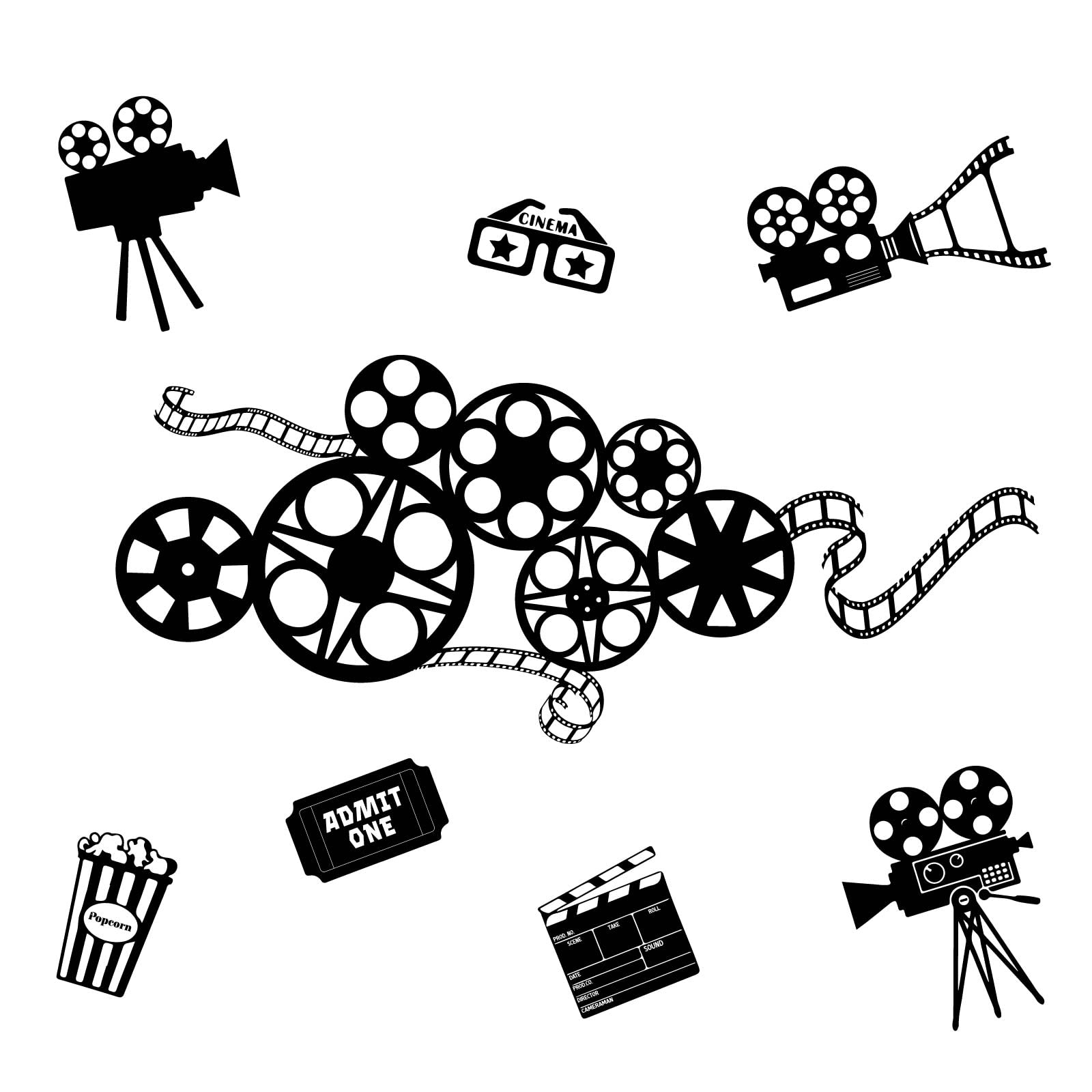 SUPERDANT Movie Reel Wall Art Decals Abstract Antique Movie Theater Wall Decor Beautiful Movie Reel Wall Decor Decorative Wall Art for Home Office Studio Decor Wall Sticker Vinyl Transfer