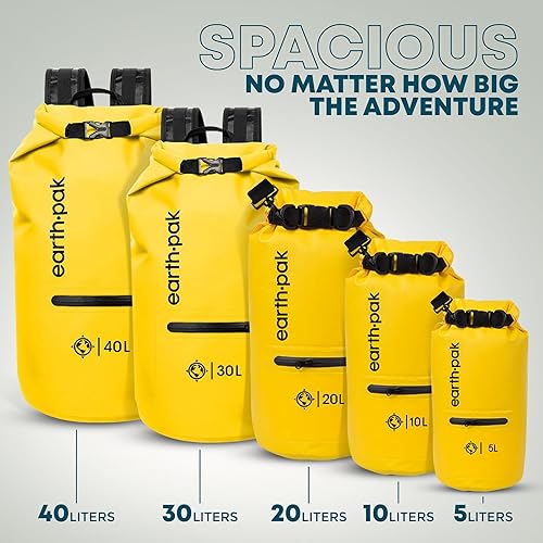 Earth Pak Waterproof Dry Bag with Zippered Pocket Waterproof Dry Bag  Backpack Keeps Gear Dry for Boating, Ca