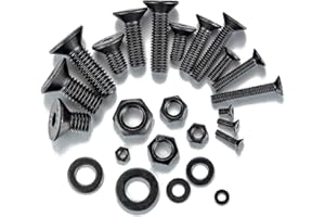 Xrfoiniu 1310 Pcs M2/M3/M4/M5/M6 Small Hex Flat Head Cap Metric Machine Screws - Black 10.9 Grade Alloy Steel Assorted Screws Nuts and Bolts for Home Fixation&Repairs Include Flat & Lock Washers