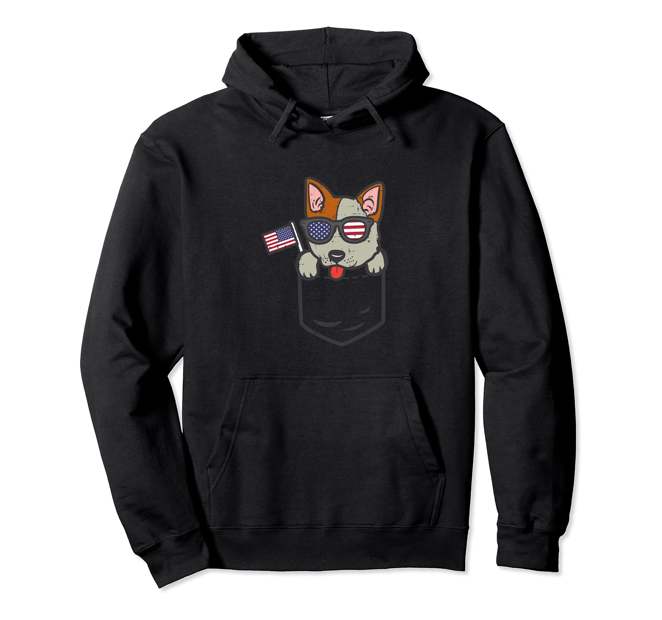 Australian Cattle Dog Heeler Pocket 4th Of July Fourth Dog Pullover Hoodie