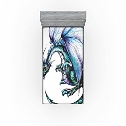 Lunarable Dragon 2 Pack Fitted Sheet, Giant Beast