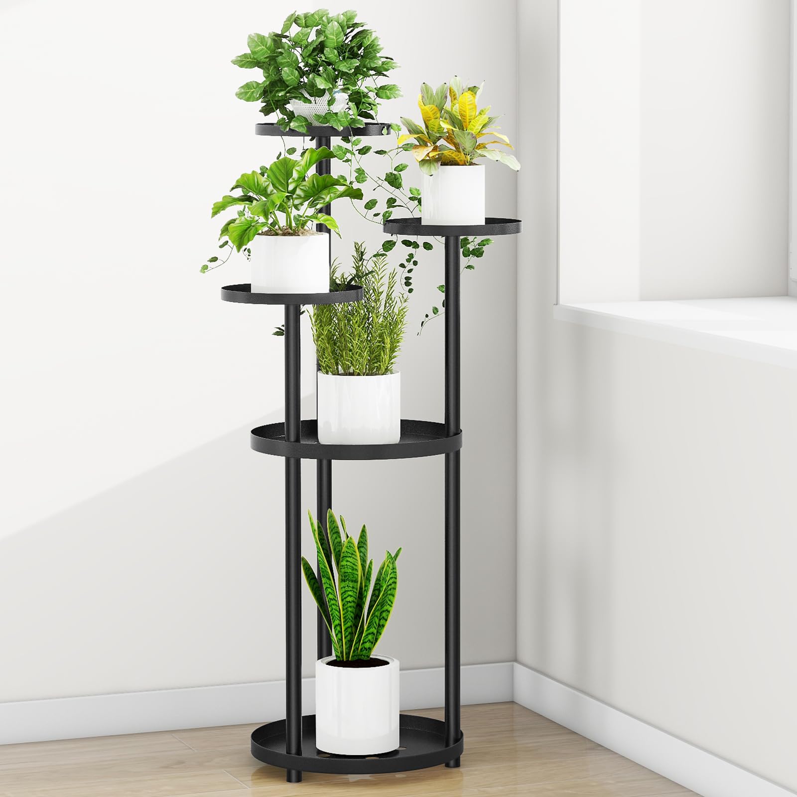 FEILERN 5 Tier Plant Stand Indoor Outdoor, Corner Tall Plant Stand ...