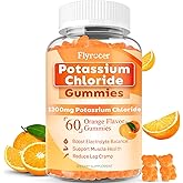 Potassium Gummies, Potassium Chloride 1200mg for Adults, Sugar-Free Potassium Supplement Gummies Support Electrolyte Balance & Leg Cramps for Women & Men, Orange Flavor, Vegan, 60 Count