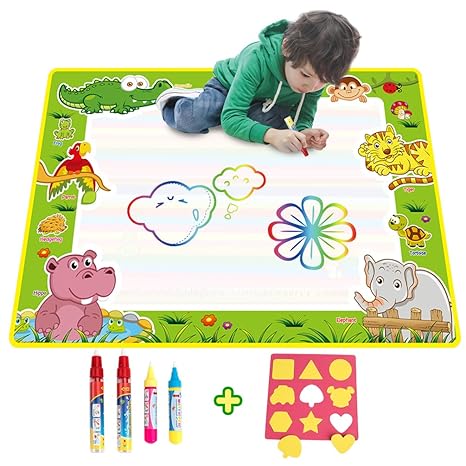 Wasser Doodle Matte / Kinder Aqua Magic Doodle Malmatte mit 4 Wasser Zeichnung Stift & 1 EVA Grafik Wiederverwendbar Malerei 