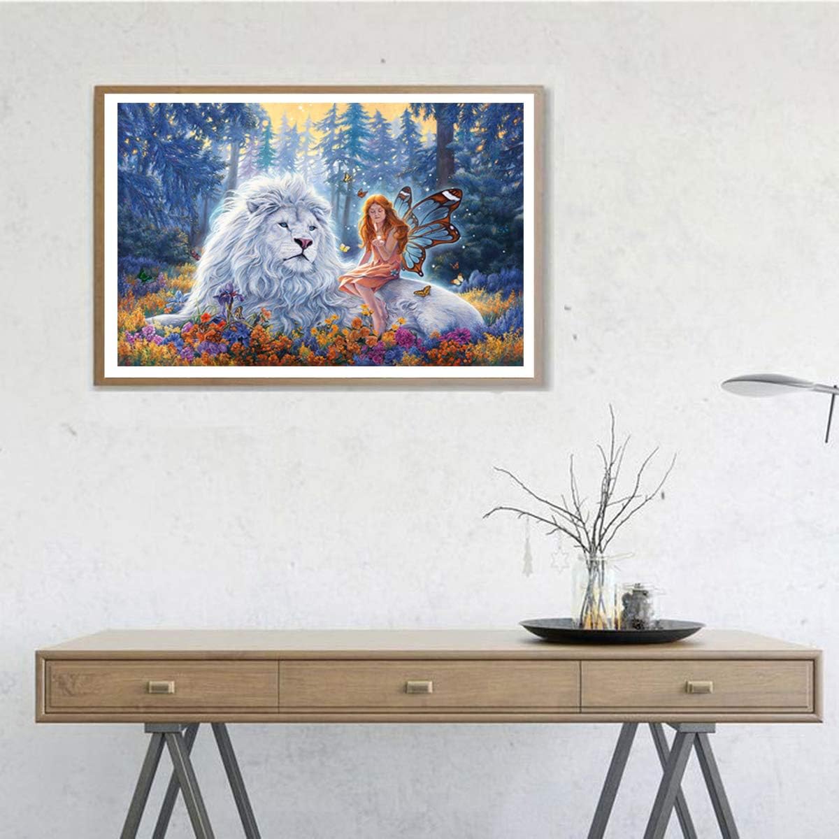 Ginfonr 5D Diamond Painting Butterfly Fairy and Beast Full Drill by Number Kits, Craft Rhinestone Lion - Image 4