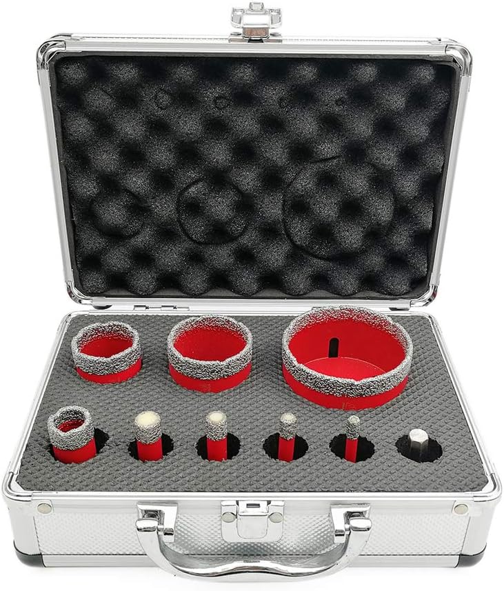 SHDIATOOL Diamond Drill Core Bits Kit with Box 6/8/10/12/20/35/45/68mm and an Adapter for Tile Porcelain Granite Marble-Set of 9