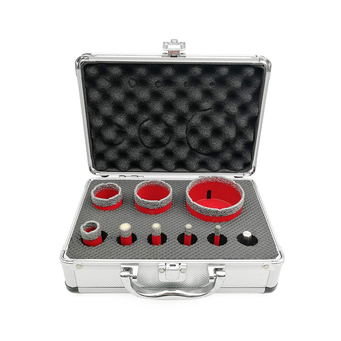 SHDIATOOL Diamond Drill Core Bits Kit with Box 6/8/10/12/20/35/45/68mm and an Adapter for Tile Porcelain Granite Marble-Set of 9