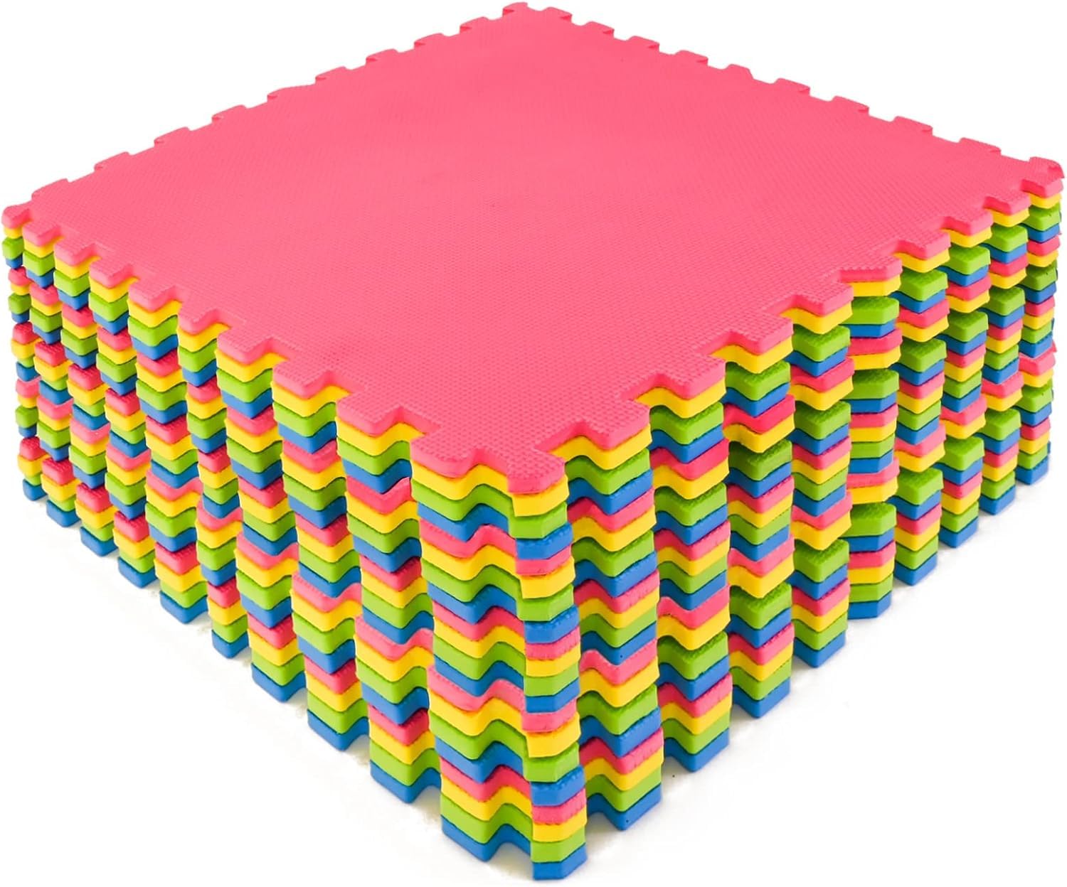 M.Y Extra Large Interlocking Foam Play Mat - 60x60cm Large Thick Multi Colour Soft EVA Floor Tiles 4 Piece