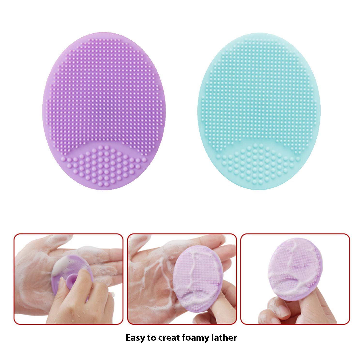 HieerBus Facial Cleansing Brush,Soft Silicone Face Scrubber,Facial Exfoliation Scrub for Massage Pore Cleansing Blackhead Removing Deep Scrubbing for All Kinds of Skins (2ed-Pink+Purple): Beauty