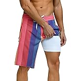 unitop Mens Swim Trunks with Compression Liner Bathing Suit 9" Surfing Summer Board Shorts with Pocket