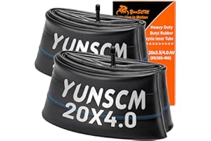 YUNSCM 2-PCS 20x4 Heavy Duty Fat Tire Tubes Schrader Valve Premium Butyl Rubber 20 Bike Tubes Compatible with 20x3.5/4.0 89/102-406 E-Bike/Mountain Bike/Street Bike Bicycle Tire Tubes