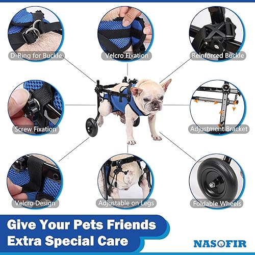 Adjustable Dog Wheelchair For Hind Legs - 7 Sizes (XS-XL), Aviation Aluminum, For Disabled Pets