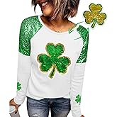 For G and PL Mardi Gras St Patricks Day Women's Long Sleeve Sequin Raglan Sparkle Sweatshirt