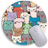 Immaturus Cat Mouse Pad, Cute Small Mouse Pads for Desk, Round Travel Mousepad for Wireless Mouse Gaming Work Laptop, Mini Computer Mouse Mat, Home Decor Office Desk Accessories