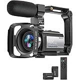 Video Camera Camcorder 4K 60FPS Ultra HD Digital WiFi Camera 16X Digital Zoom Recorder 48MP Night Vision with External Microp