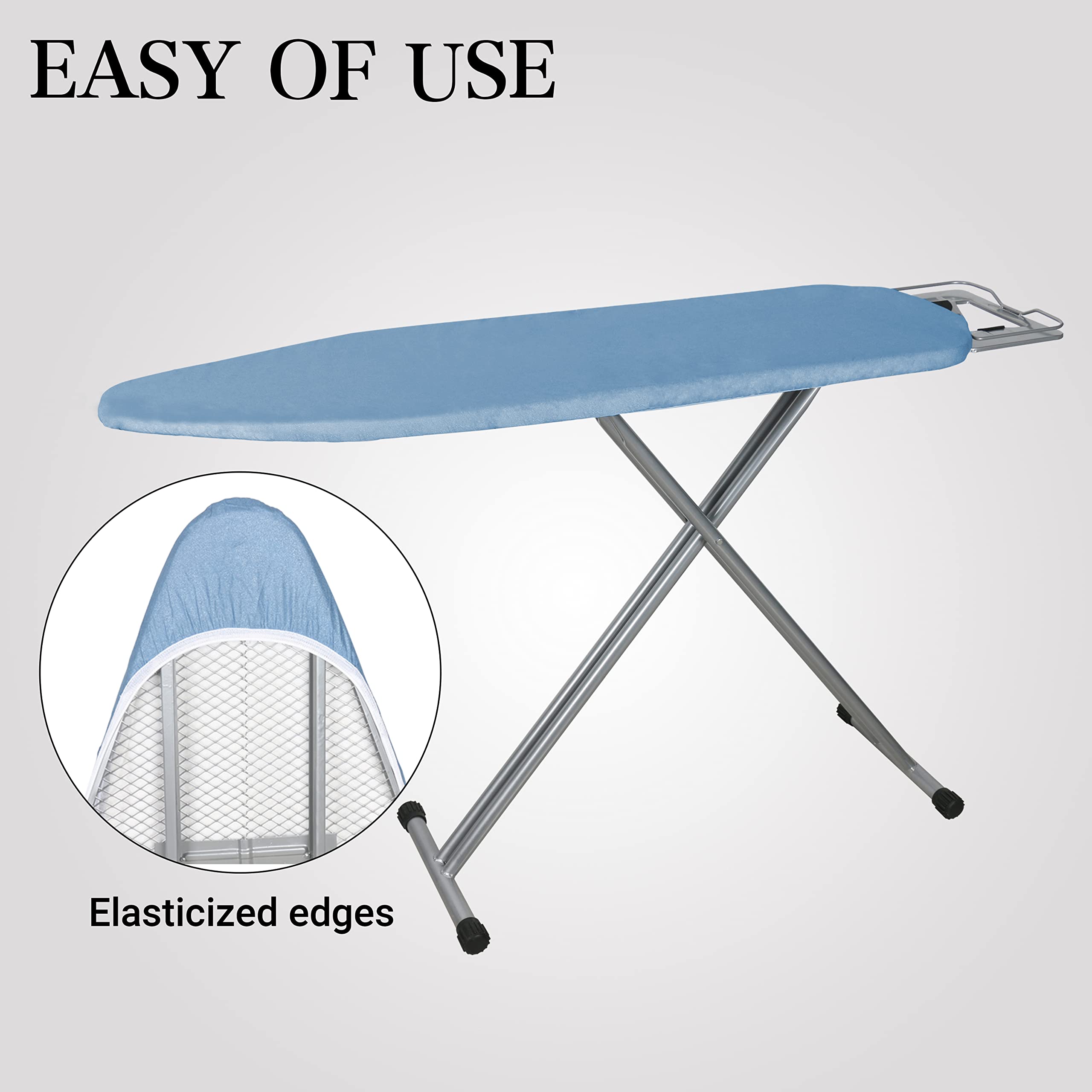 Ironing Board Cover and Pad | 100% Cotton Cover with Padding Standard Size with Aluminum Coating | Heat-Reflective Ironing Board with Elastic Edges Set | 54