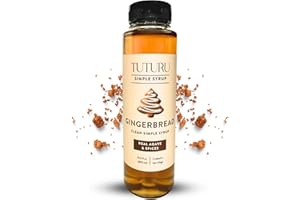 TUTURU BOTANICAL COFFEE Gingerbread Simple Syrup for Coffee, Cocktails, Matcha - Sweetened with Agave Nectar - Infused with Real Gingerbread Spices - 13.5 oz